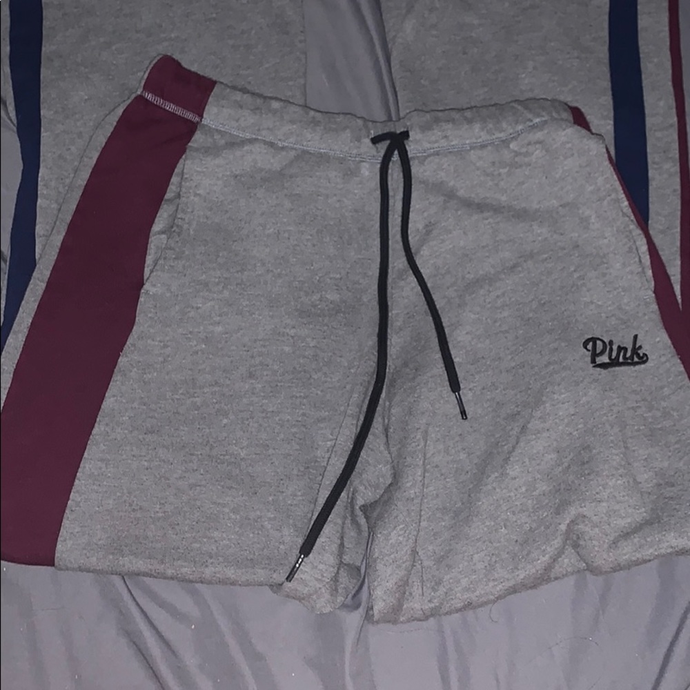 PINK gray maroon and blue sweats